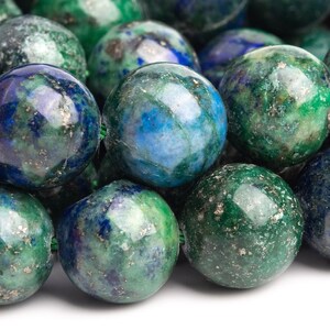 Contas de pedra preciosa azurita 10 mm verde e azul pepita redonda AB qualidade contas soltas (120141)