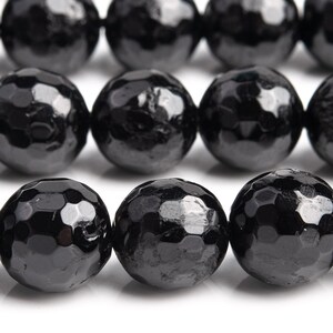 Genuine Natural Tourmaline Gemstone Beads 9-10MM Black Micro Faceted Round A Quality Loose Beads (109936)
