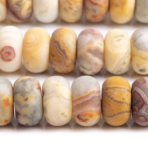 Genuine Natural Crazy Lace Agate Gemstone Beads 10x6MM Matte Orange Cream Rondelle AAA Quality Loose Beads (111218)