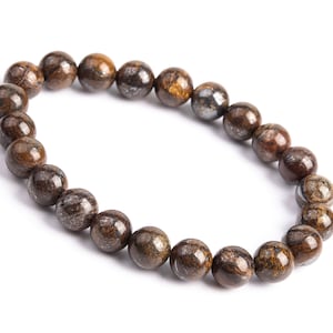 Genuine Natural Bronzite Gemstone Beads 8MM Brown Round AAA Quality Bracelet (106627h-2023)