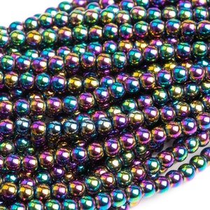 Hematite Gemstone Beads 3MM Rainbow Round AAA Quality Loose Beads (101323)