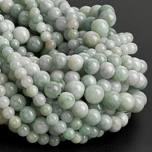 Genuine Natural Burma Jade Gemstone Beads 6MM 8MM 10MM Light Green Round AA Quality Loose Beads