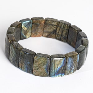 Natural Labradorite Bracelet Gemstone Beads 18X6MM Gold Flash Rectangle AA 7.5" Loose Beads For Man/Women Bangle Bracelet