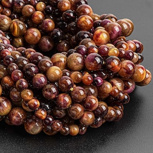 Genuine Natural Tiger Eye Gemstone Beads 6MM 8MM 10MM Brown Round A+ Quality Loose Beads