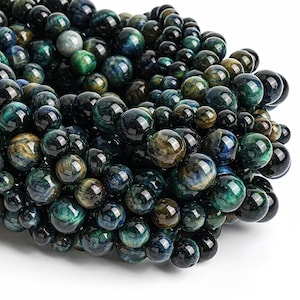 Tiger Eye Gemstone Beads 6MM 8MM 10MM Ink Blue Round A+ Quality Loose Beads