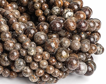 Äkta naturliga jaspispärlor i bladguld 6 MM 8 MM 10 MM mörkbruna runda lösa pärlor av A+ kvalitet