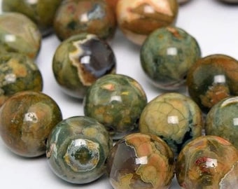 Echte Natürliche Rhyolith Edelstein Perlen 10 MM Grün Runde AA Qualität lose Perlen (101206)
