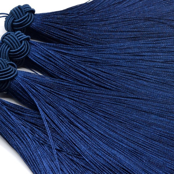 2 Pcs - 5.9" / 15CM Navy Blue Tassel Polyester 1.7CM Thickness Handcraft High Quality Tassels (60858)