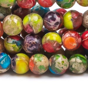 Sea Sediment Imperial Jasper Gemstone Beads 4MM Rainbow Multicolor Nugget Round AAA Quality Loose Beads (124460)