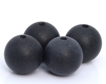 Genuine Natural Agate Gemstone Beads 8MM Matte Black Round AA Quality Loose Beads (105593)