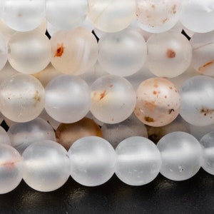 Genuine Natural Flower Agate Gemstone Beads 4MM Matte Round AAA Quality Loose Beads (101267)
