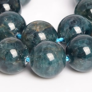 Genuine Natural Apatite Gemstone Beads 10MM Deep Blue Green Round AA Quality Loose Beads (109258)