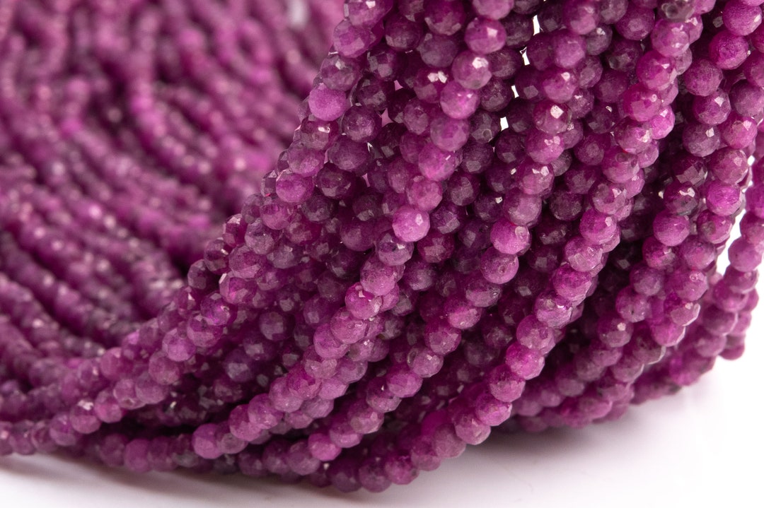 Genuine Natural Ruby Gemstone Beads 3MM Purple Red Faceted Round AAA ...