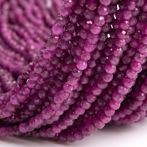 Genuine Natural Ruby Gemstone Beads 3MM Purple Red Faceted Round AAA Quality Loose Beads (107718)