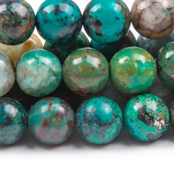 Genuine Natural China Chrysocolla Gemstone Beads 8MM Green Round A Quality Loose Beads (119107)