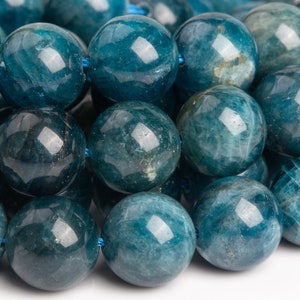 Genuine Natural Apatite Gemstone Beads 9-10MM Deep Green Blue Round A Quality Loose Beads (123152)