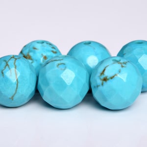 Turquoise Beads 4MM Mint Blue Faceted Round Loose Beads (102606)
