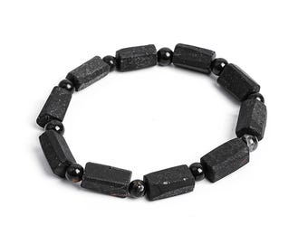 Genuine Natural Raw Tourmaline Gemstone Beads 13X9MM Black Cylinder AA Quality Beads Bracelet