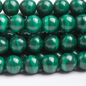 Genuine Natural Malachite Gemstone Beads 5MM Deep Green Round AAA Quality Loose Beads (123699)