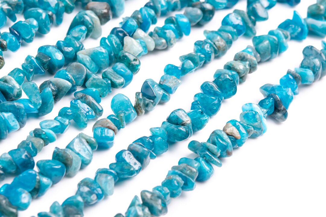 Echte Natürliche Apatit Edelstein Perlen 410MM Blau Kiesel Chips Eine