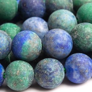 Contas de pedra preciosa azurita 6 mm verde fosco e azul redondo qualidade AAA contas soltas (101260)
