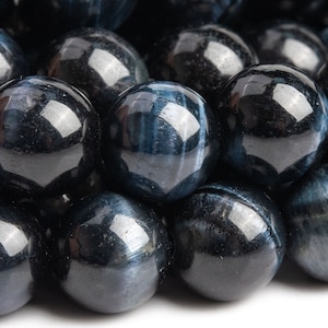Tiger Eye Gemstone Beads 10MM Blue Round AA Quality Loose Beads (100219)