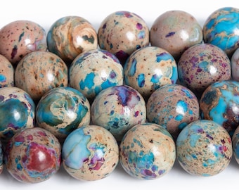 Sea Sediment Imperial Jasper Gemstone Beads 6MM Icy Blue and Purple Round AAA Quality Loose Beads (105420)