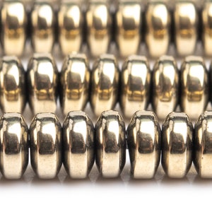 Hematite Gemstone Beads 4x2MM Champagne Gold Rondelle AAA Quality Loose Beads (101393)