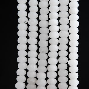 Genuine Natural Jade Gemstone Beads 6x4MM Matte White Rondelle A Quality Loose Beads (117575)