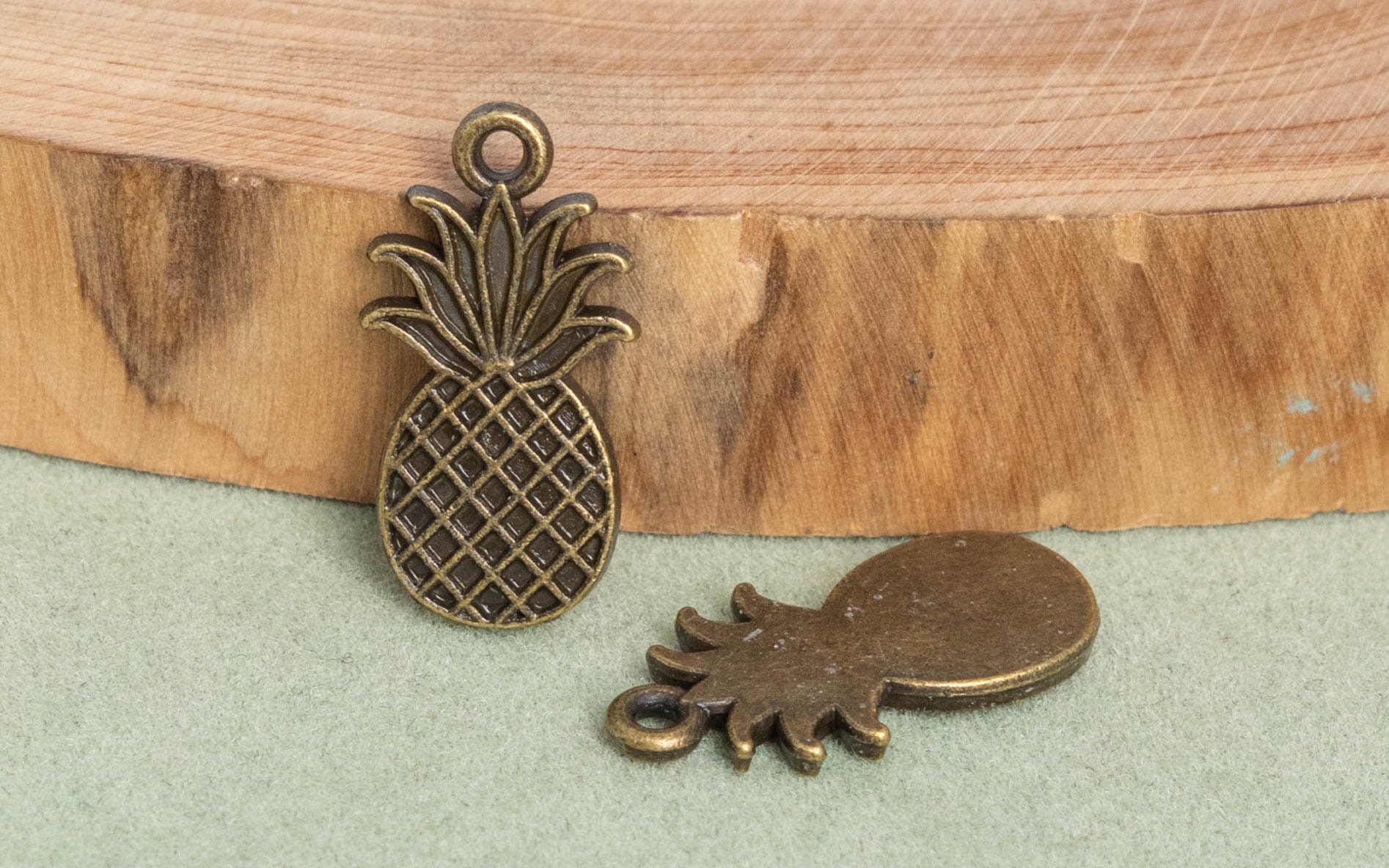 10 Pcs - 9x17mm Pineapple Charm Antique Bronze Tone Zinc