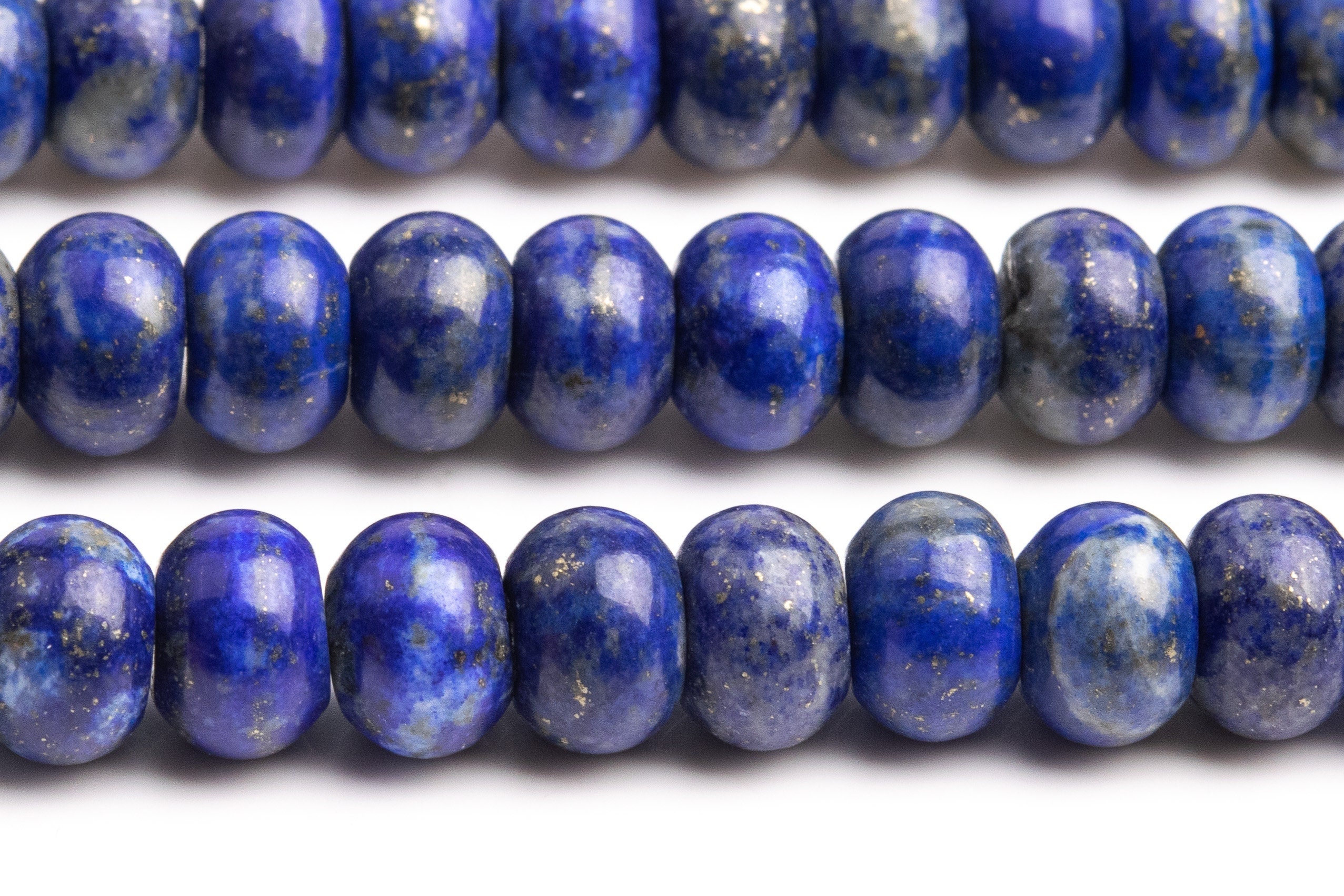 Genuine Natural Lapis Lazuli Gemstone Beads 8x5mm Blue Rondelle A