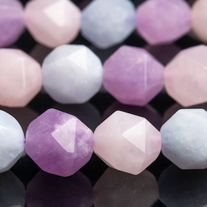 Genuine Natural Aquamarine Rose Quartz Amethyst Gemstone Beads 9-10MM Rainbow Star Cut Faceted AAA Quality Loose Beads (107115)