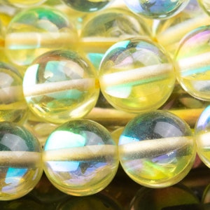 Mystic Aura Quartz Beads 8MM Yellow Round Loose Beads (104591h)