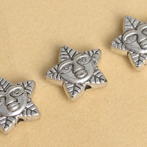 10 Pcs - 11x9MM Antique Silver Tone Star Spacer Beads (63558-2405)