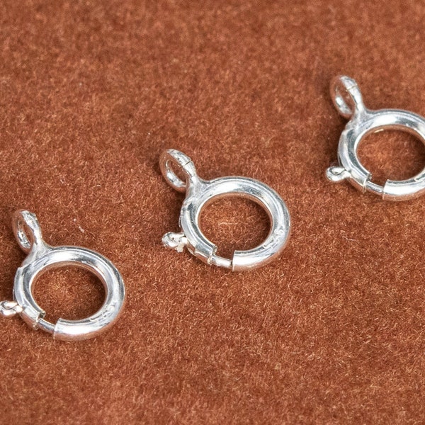 10 Pcs - 8x5MM Sterling Silver Spring Ring Clasps for Jewelry Making (64786-2189)