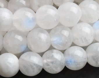 Genuine Natural Moonstone Gemstone Beads 3-4MM Rainbow Round AA Quality Loose Beads (112959)