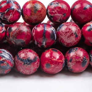 AAA Black Blue Red Sea Sediment Imperial Jasper Gemstone Beads 10MM Round Loose Beads for Jewelry Making(124548)