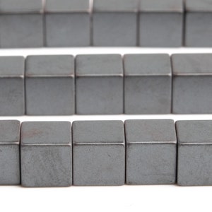 Genuine Natural Hematite Gemstone Beads 6MM Matte Black Cube AAA Quality Loose Beads (104577)