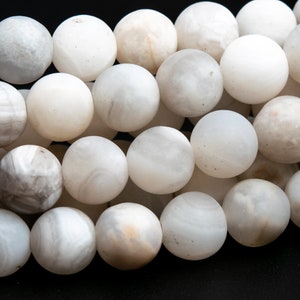 Genuine Natural Crazy Lace Agate Gemstone Beads 6-7MM Matte White Round AAA Quality Loose Beads (106709)