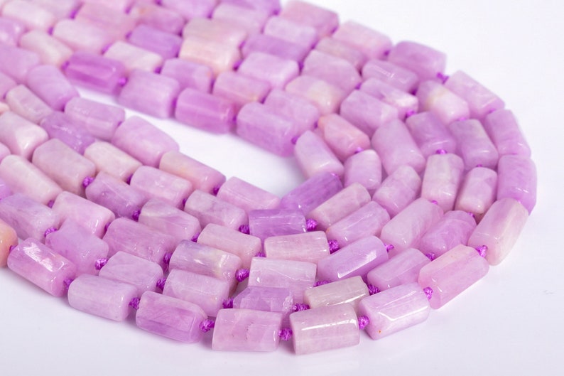 108356 7-13MM Kunzite Beads Grade AAA Genuine Natural Faceted Nugget Rectangle Tube Gemstone Beads 30-35 Pcs