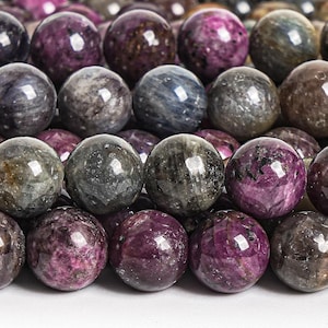 Genuine Natural Ruby Sapphire Gemstone Beads 7MM Round A Quality Loose Beads (113451)