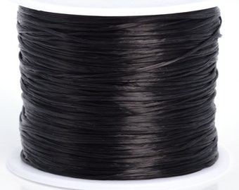 1 Spool - 0.8MM Black Elastic Cord / Thread 60 Meters Crystal String (61058-S2027)