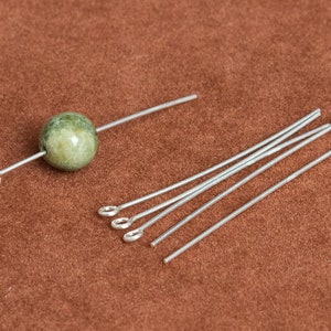 10 Pcs - 40x0.6MM Sterling Silver Eye Pin for Jewelry Making (64782-2189)