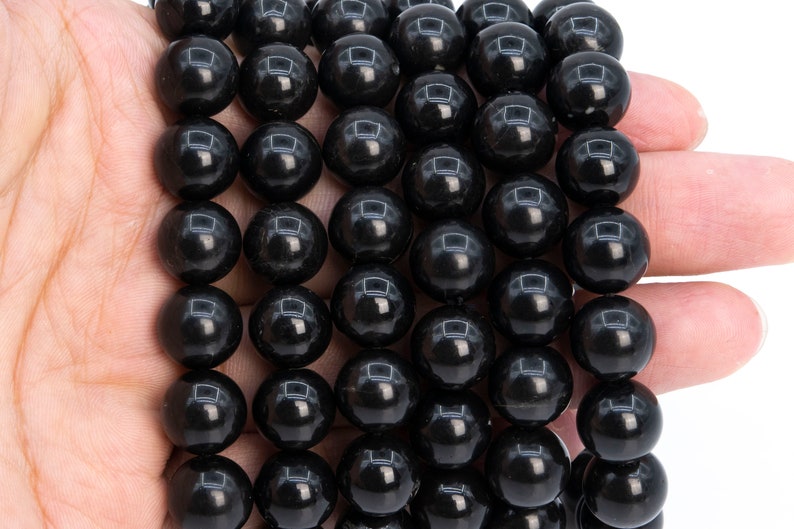 36 18 Pcs 112701 11-12MM Genuine Shungite Anti Radiation Beads Russia Grade AAA Natural Round Gemstone Loose Beads
