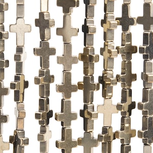 Hematite Gemstone Beads 8x6MM Champagne Gold Cross AAA Quality Loose Beads (105141)