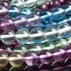 Genuine Natural Fluorite Gemstone Beads 6MM Round AAA Quality Loose Beads (100302)