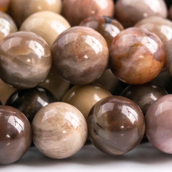 Genuine Natural Petrified Wood Jasper Gemstone Beads 8MM Multicolor Round AAA Quality Loose Beads (117616)