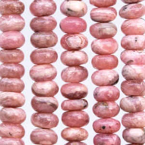 Genuine Natural Argentina Rhodochrosite Gemstone Beads 6x4MM Gray Pink Rondelle A+ Quality Loose Beads (115496)