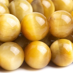 Tiger Eye Gemstone Beads 10MM Golden Round AA Quality Loose Beads (100216)