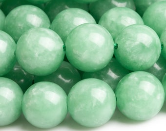 Genuine Natural Jade Gemstone Beads 8MM Green Round AAA Quality Loose Beads (119056)